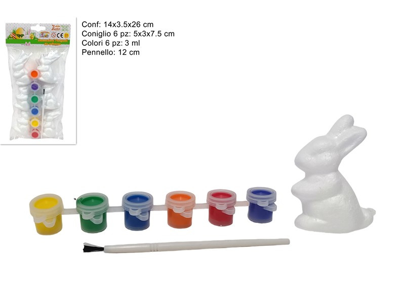 Σετ Πασχαλινό Κουνέλι Ζωγραφικής με Πινέλο και Χρώματα