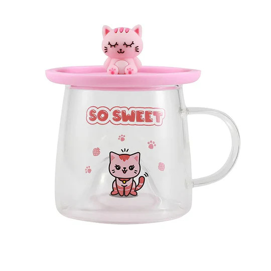 itotal Γυάλινη Κούπα XL3119 Pink Cat (300ml)