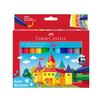 Faber-Castell Μαρκαδόροι Ζωγραφικής Jumbo Super Washable (Σετ 12 τεμάχια)