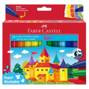 Faber-Castell Μαρκαδόροι Ζωγραφικής Jumbo Super Washable (Σετ 24 τεμάχια)