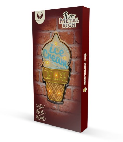 Forever RETRO Metal Sign LED Μεταλλική Πινακίδα με Φωτισμό - Ice Cream