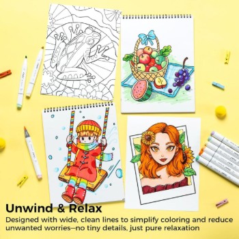 Ohuhu Bleedproof Coloring Book My Simple Pleasure (Βιβλίο ζωγραφικής)