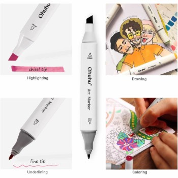 Ohuhu Oahu Alcohol Art Markers Μαρκαδόροι Αλκοόλης (Σετ 60 τμχ.)