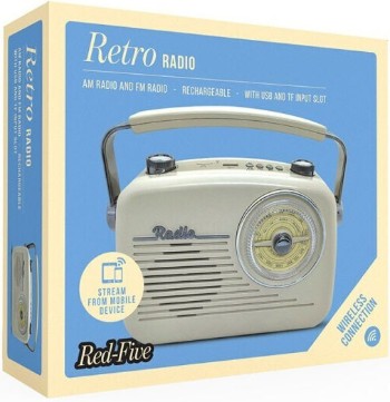 The Source Retro Επιτραπέζιο Ραδιόφωνο Επαναφορτιζόμενο με Bluetooth και USB Μπεζ