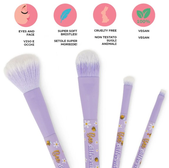 Σετ 4 Πινέλων Μακιγιάζ ''Oh My Glow'' Makeup Brushes Set Bee