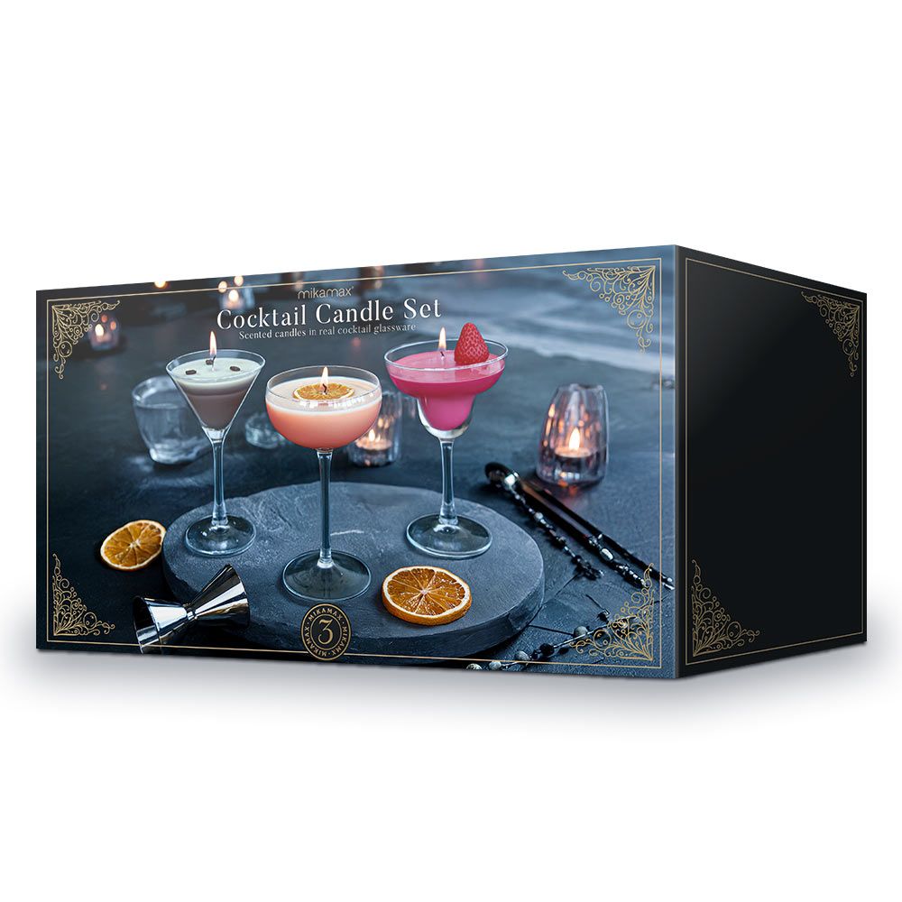 Mm Cocktail Candle set – σετ 3 Αρωματικά Κεριά σε Σχήμα Κοκτέιλ (Pornstar Martini, Espresso Martini, Daiquiri)