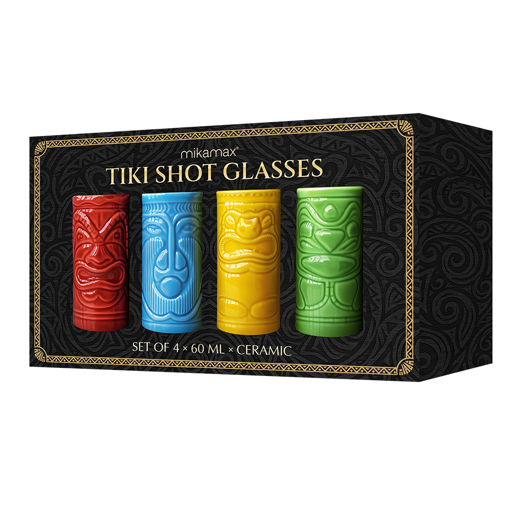 Mikamax Σετ 4 Κεραμικά Σφηνάκια "Tiki Shot Glasses"
