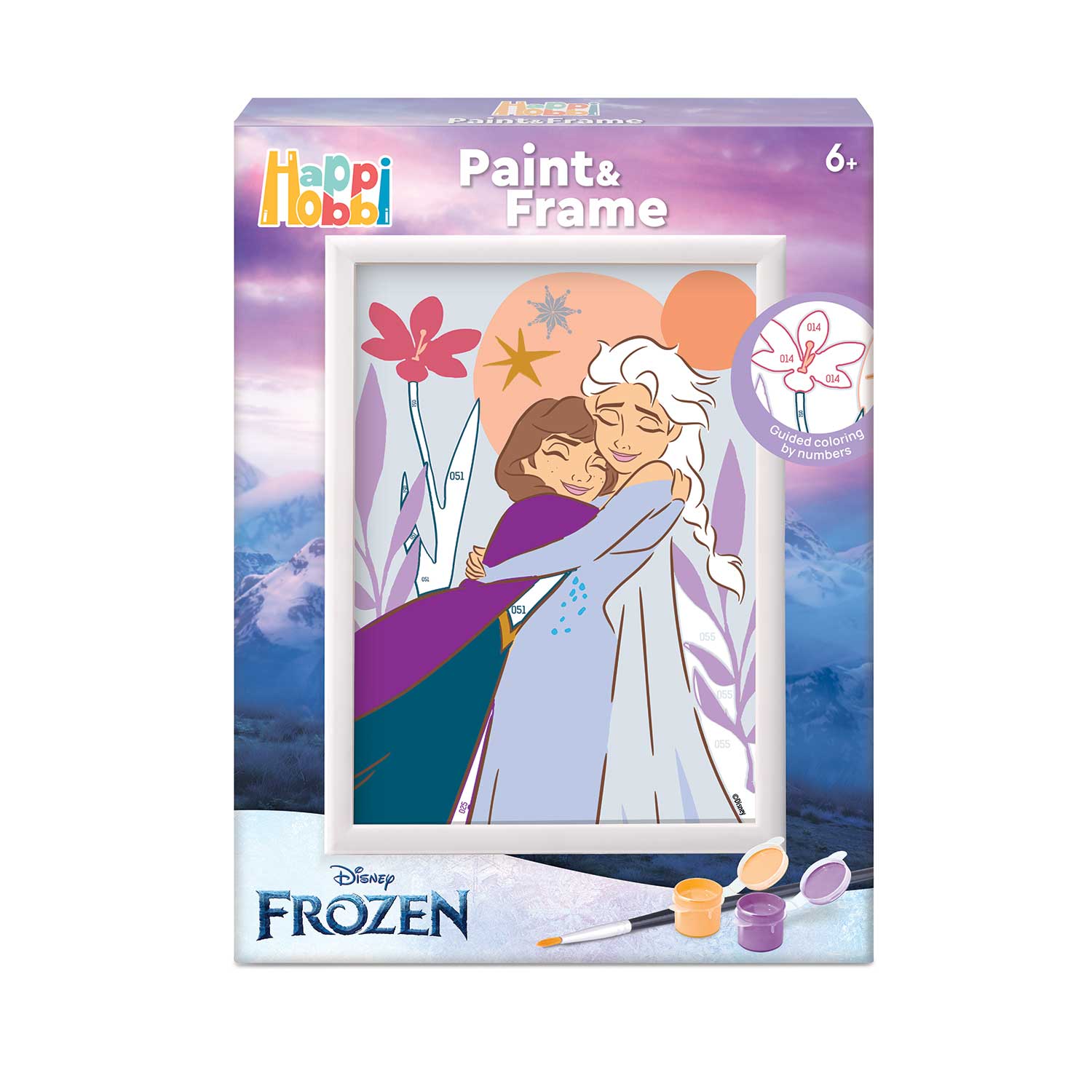 HappiHobbi ''Paint and Frame'' Paint by Numbers - Disney Frozen  (Για Ηλικίες 6+ Χρονών)