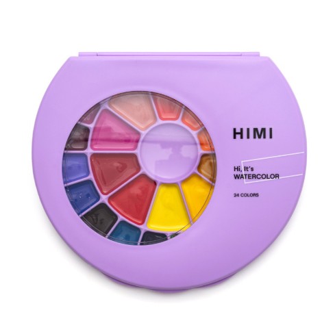 HIMI Semi-Moist Watercolour Σετ Ημι-Υγρές Ακουαρέλες 24 Χρωμάτων με Πινέλο (Purple)