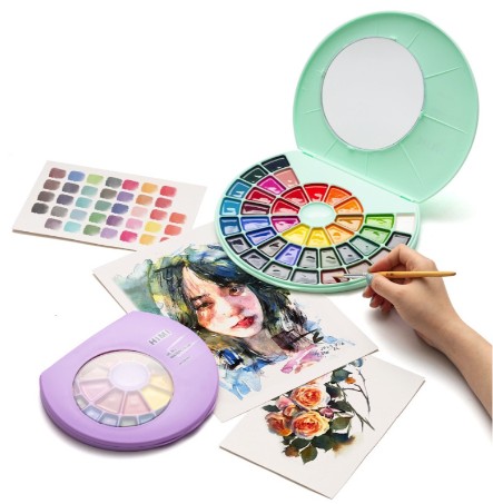 HIMI Semi-Moist Watercolour Σετ Ημι-Υγρές Ακουαρέλες 24 Χρωμάτων με Πινέλο (Purple)