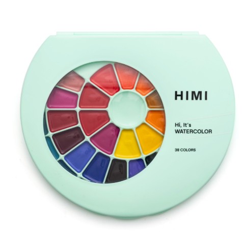 HIMI Semi-Moist Watercolour Σετ Ημι-Υγρές Ακουαρέλες 38 Χρωμάτων με Πινέλο (Green)