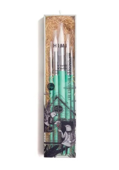 HIMI Στρογγυλά Πινέλα Ζωγραφικής Σετ 5 τμχ (Green)