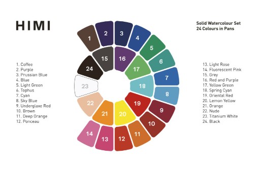 Himi Watercolor Paint Pans (Σετ ακουαρέλας με 24 Χρώματα) Blue