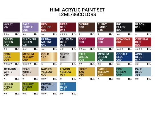 Set of Twin Cup acrylic paints - HIMI - Pearl Green 36 pcs x 12 g