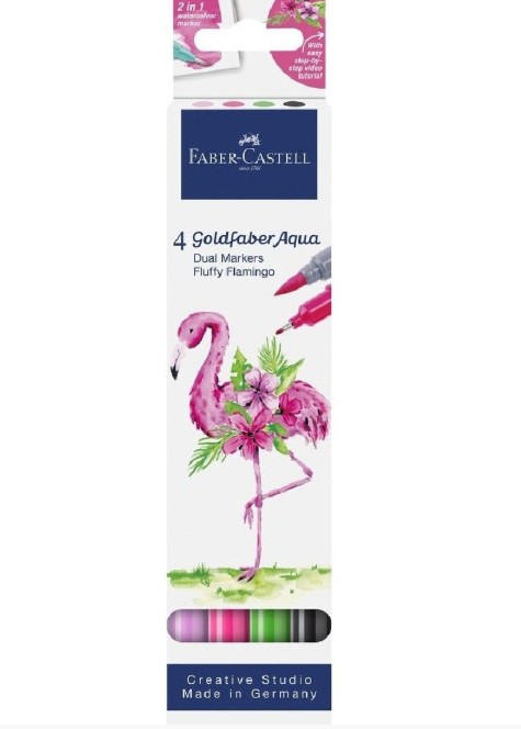 Faber-Castell Goldfaber Aqua Dual Markers Fluffy Flamingo (4τμχ)