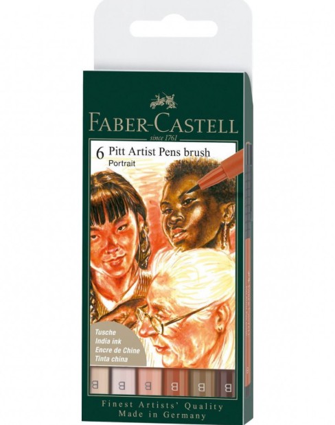 Faber Castell Pitt Artist Brush Pens ''Portrait'' (Σετ 6τμχ)
