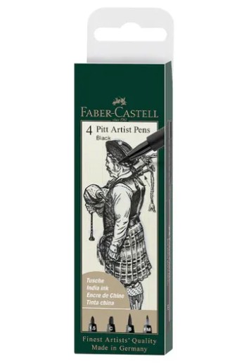 Faber Castell Pitt Artist Pens ''Black'' (Σετ 4τμχ)