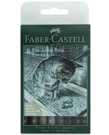 Faber Castell Pitt Artist Pens ''Black & Grey'' (Σετ 8τμχ)