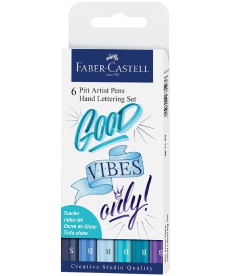Faber Castell Pitt Artist Pens ''Hand Lettering Blue'' (Σετ 6τμχ)