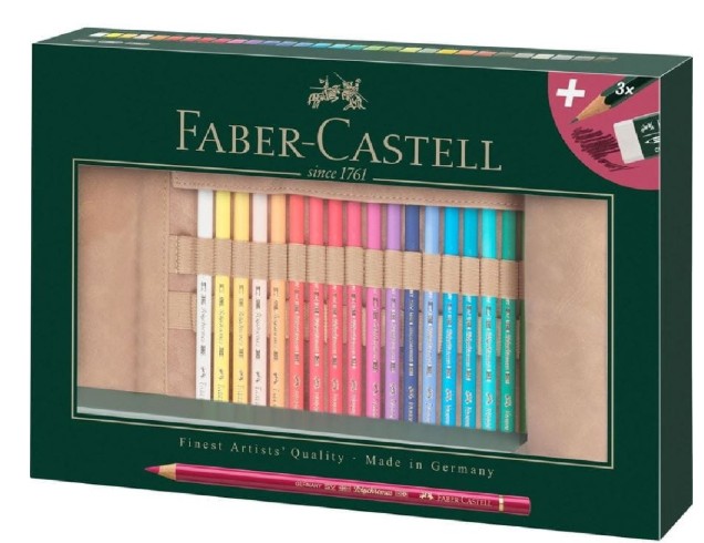 Faber Castell Ξυλομπογιά ''Polychromos'' Υφασμάτινη Κασετίνα με 30 Χρωματιστά Μολύβια