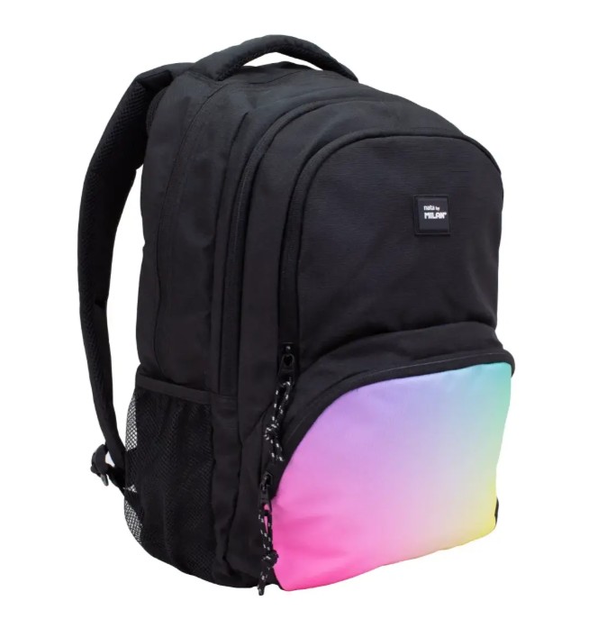 4-zip school backpack (25 L) Sunset series, black