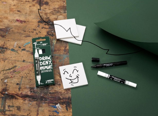 Faber Castell Μαρκαδόρος Διπλός Multimark Acrylic (Σετ 2 Τμχ Λευκό & Μαύρο)