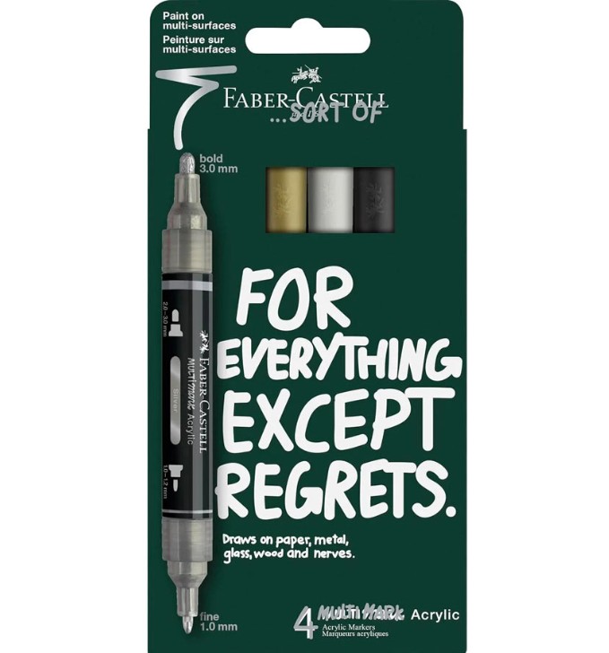 Faber Castell Μαρκαδόρος Διπλός Multimark Acrylic (Σετ 4 Τμχ Χρώματα)