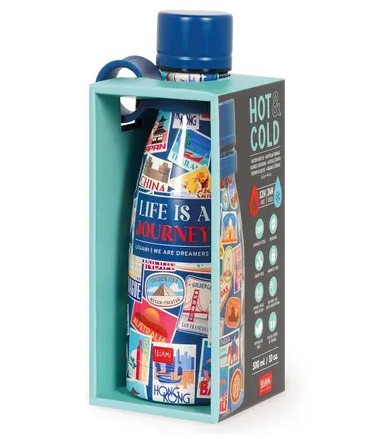Legami Milano Vacuum Bottle Hot & Cold 300ml (Travel Stickers)