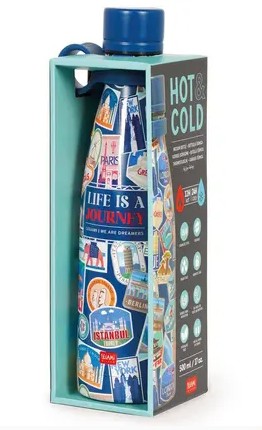 Legami Milano Vacuum Bottle Hot & Cold 500ml (Travel Stickers)