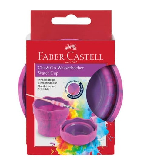 Faber Castell Πτυσσόμενο δοχείο νερού Clic & Go (Pink Marble)