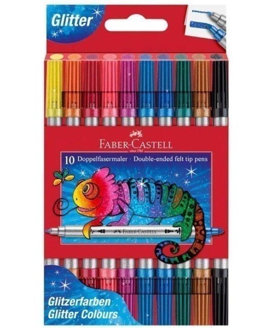 Faber Castell Μαρκαδόροι Double Fibre-Tip Pen Glitter (Σετ 10 Τμχ.)