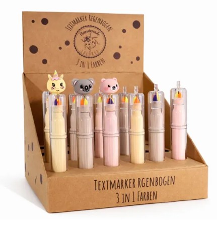 3fach Textmarker Bär, Einhorn, Koala