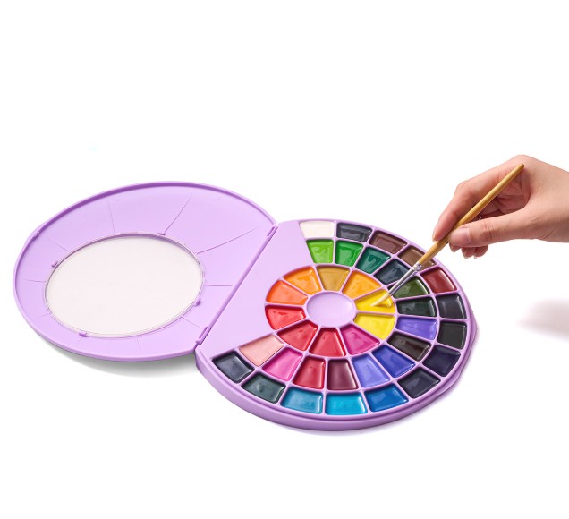 HIMI Semi-Moist Watercolour Σετ Ημι-Υγρές Ακουαρέλες 38 Χρωμάτων με Πινέλο (Purple Case)