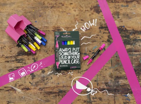 Faber Castell Μαρκαδόρος Διπλός Multimark Acrylic (Σετ 6 Τμχ Έντονα Χρώματα)