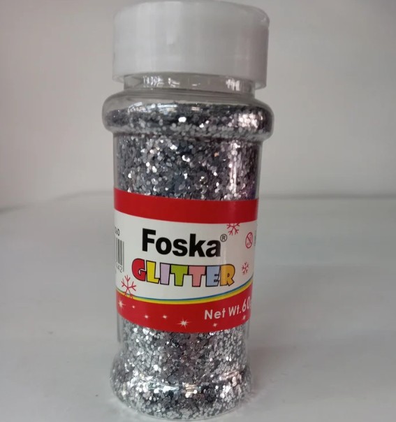 Foska Glitter Σκόνη σε Αλατιέρα 60gr (Ασημί)