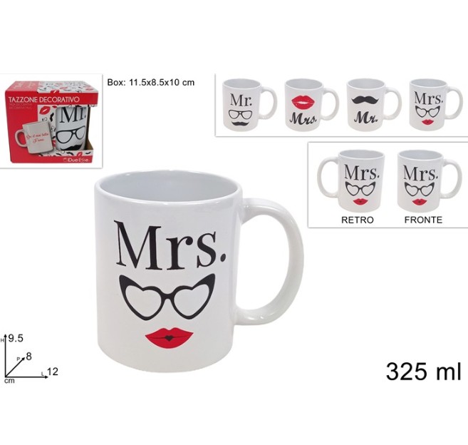 Κούπα Valentine Mr & Mrs 325ml σε Συσκευασία Δώρου (4 Διαφορετικά Σχέδια)