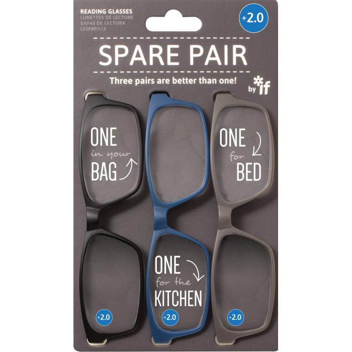 Γυαλια Πρεσβυωπιας σετ 3τεμ if Spare Pair 40403 +2,0 Μπλέ Γκρι Μαύρο