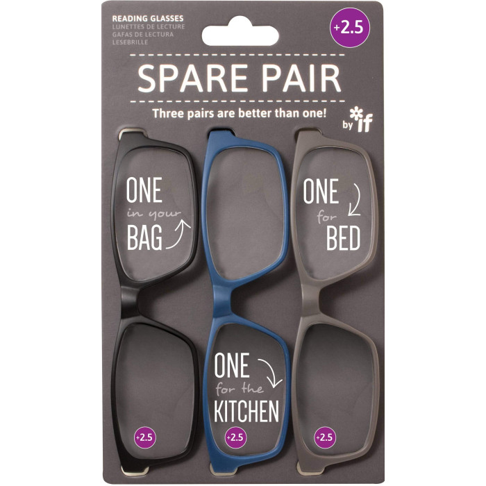 Γυαλια Πρεσβυωπιας σετ 3τεμ if Spare Pair 40404 +2,5 Μπλέ Γκρι Μάυρο