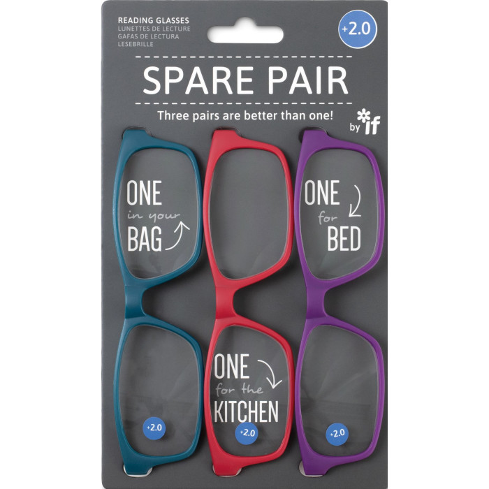 If Spare Pair Γυαλιά Πρεσβυωπίας ''+2,0'' (Σετ 3τεμ. Κόκκινο, Mωβ, Πετρόλ)