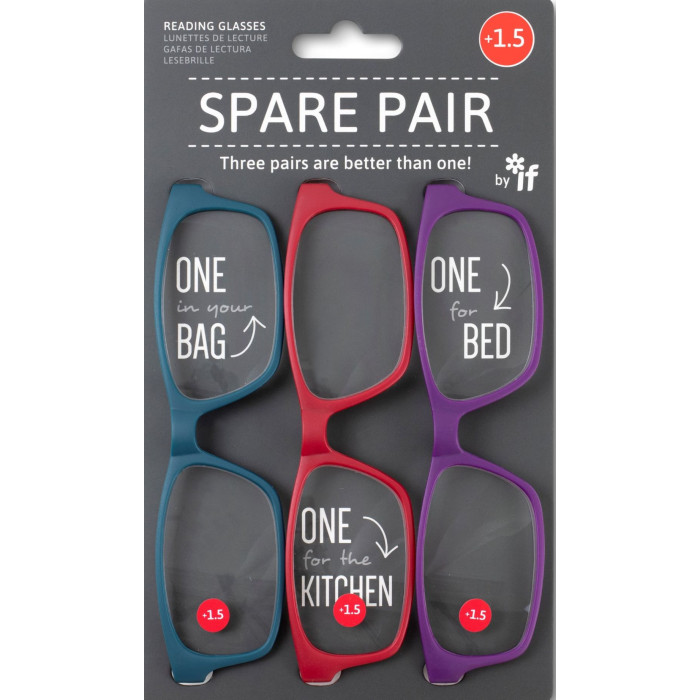 If Spare Pair Γυαλιά Πρεσβυωπίας ''+1,5'' (Σετ 3τεμ. Κόκκινο, Mωβ, Πετρόλ)