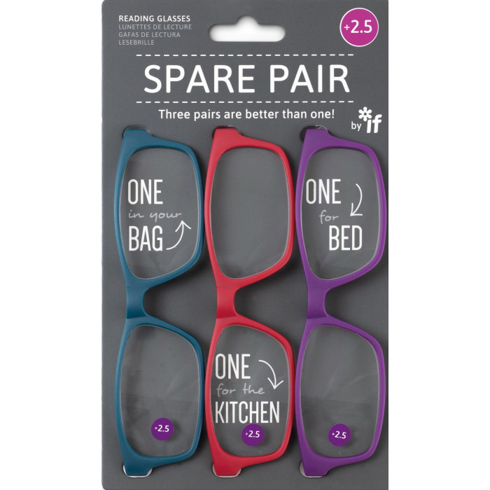 Γυαλια Πρεσβυωπιας σετ 3τεμ if Spare Pair 40409 +2,5 Κόκκινο μωβ Πετρόλ