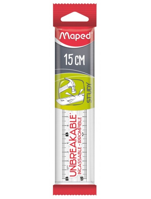 Maped Χάρακάς Study Άθραυστος 15cm (Διαφανής)