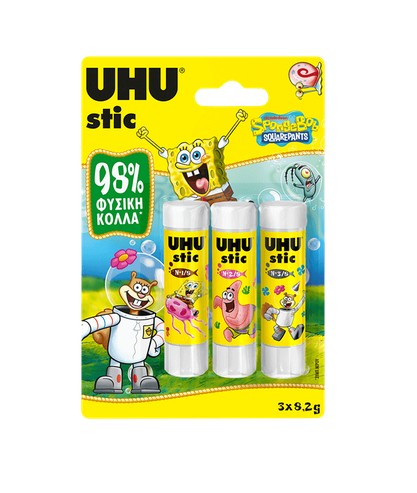 UHU Κόλλα Stick Sponge Bob Edition (3τμχ * 8,2gr)