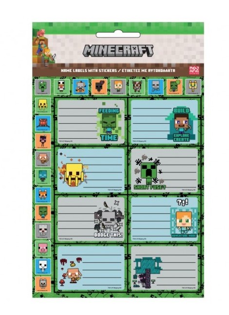 Gim Ετικέτες Minecraft 16 Τεμάχια (2 Φύλλα)