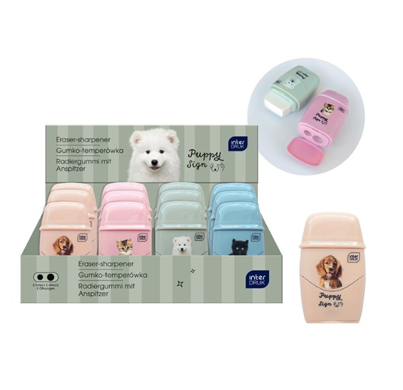 Interdruk Ξύστρα με Γόμα ''Puppy Sign'' 1 Τμχ. (Διάφορα Σχέδια)