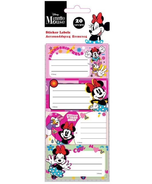 Must Team Ετικέτες Αυτοκόλλητες Minnie Mouse (20 Τμχ. 5 Φύλλα)