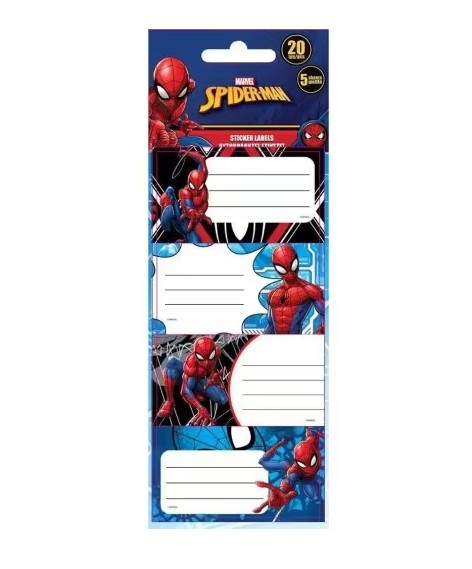 Must Team Ετικέτες Αυτοκόλλητες Spiderman (20 Τμχ. 5 Φύλλα)