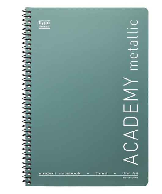 Typotrust Τετράδιο Σπιράλ ''Academy Metallic'' Α4, 4Θ (5 Χρώματα)