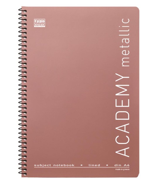 Typotrust Τετράδιο Σπιράλ ''Academy Metallic'' Α4, 3Θ (5 Χρώματα)
