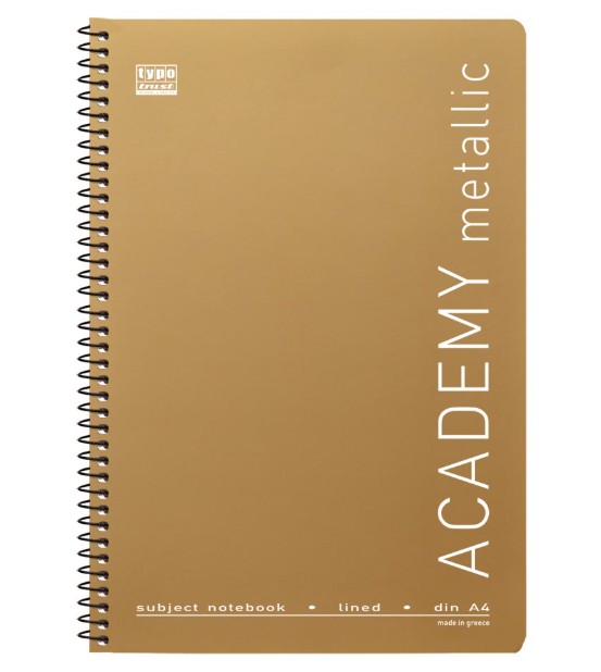 Typotrust Τετράδιο Σπιράλ ''Academy Metallic'' Α4, 3Θ (5 Χρώματα)